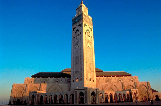 The Mosque of Hasan was founded by the Almohad ruler Ya‘qub al-Mansur, who began the mosque in 1191, concurrently with the foundation of the city of Rabat. Eight years later al-Mansur died and the hypostyle mosque, which would have been one of the largest in the world, was left unfinished. The partly preserved minaret illustrates the monumental scale on which the mosque was designed.