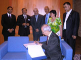 Dr Daftary Signing guestbook at the Ismaili Centre Dushanbe in the presence of Ismaili community and IIS representatives IIS 2011.