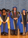 Honorary Graduands Marjorie Blackman, Richard Martineau and Lady Elizabeth Vallance 
